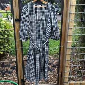 A New Day black and cream plaid full skirt midi dress size XL